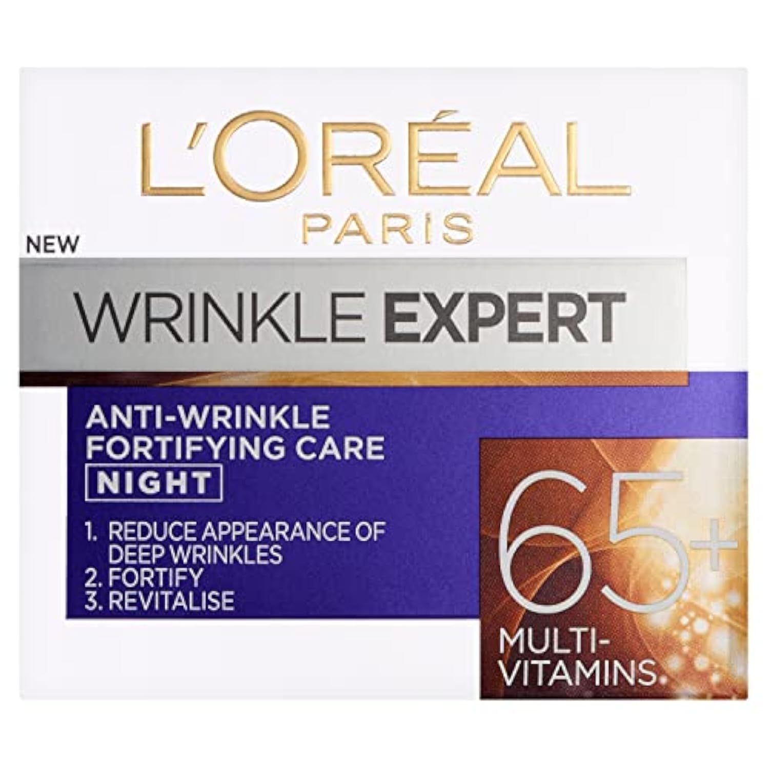 L'Oreal Paris Wrinkle Expert Anti Wrinkle 65+ Night Cream, Moisturiser Specifically Formulated to Nourish & Restore Mature Skin Overnight, Reducing appearance of wrinkles & Enhancing Firmness, 50ml โ image 1