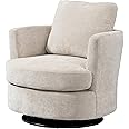 ODUWA Swivel Barrel Chair,31.9" W Modern Round Accent Arm Chairs Upholstered Comfy 360 Degree Swivel Single Circle Club Sofa Chair for Nursery Living Room Bedroom, Beige