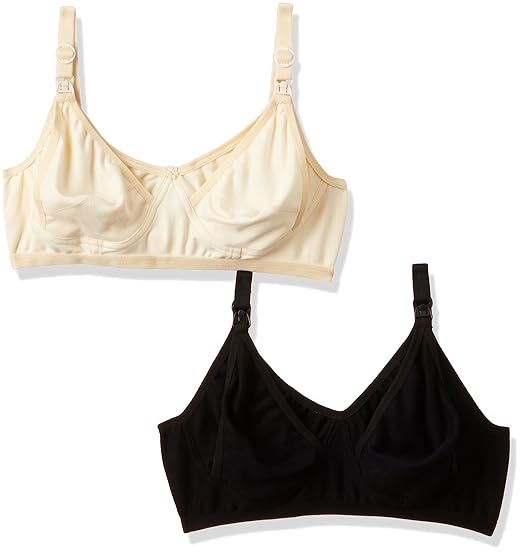 Non-Wired Nursing Bra (Pack of 2) (Po2-BR014_Black and Skin 32B)