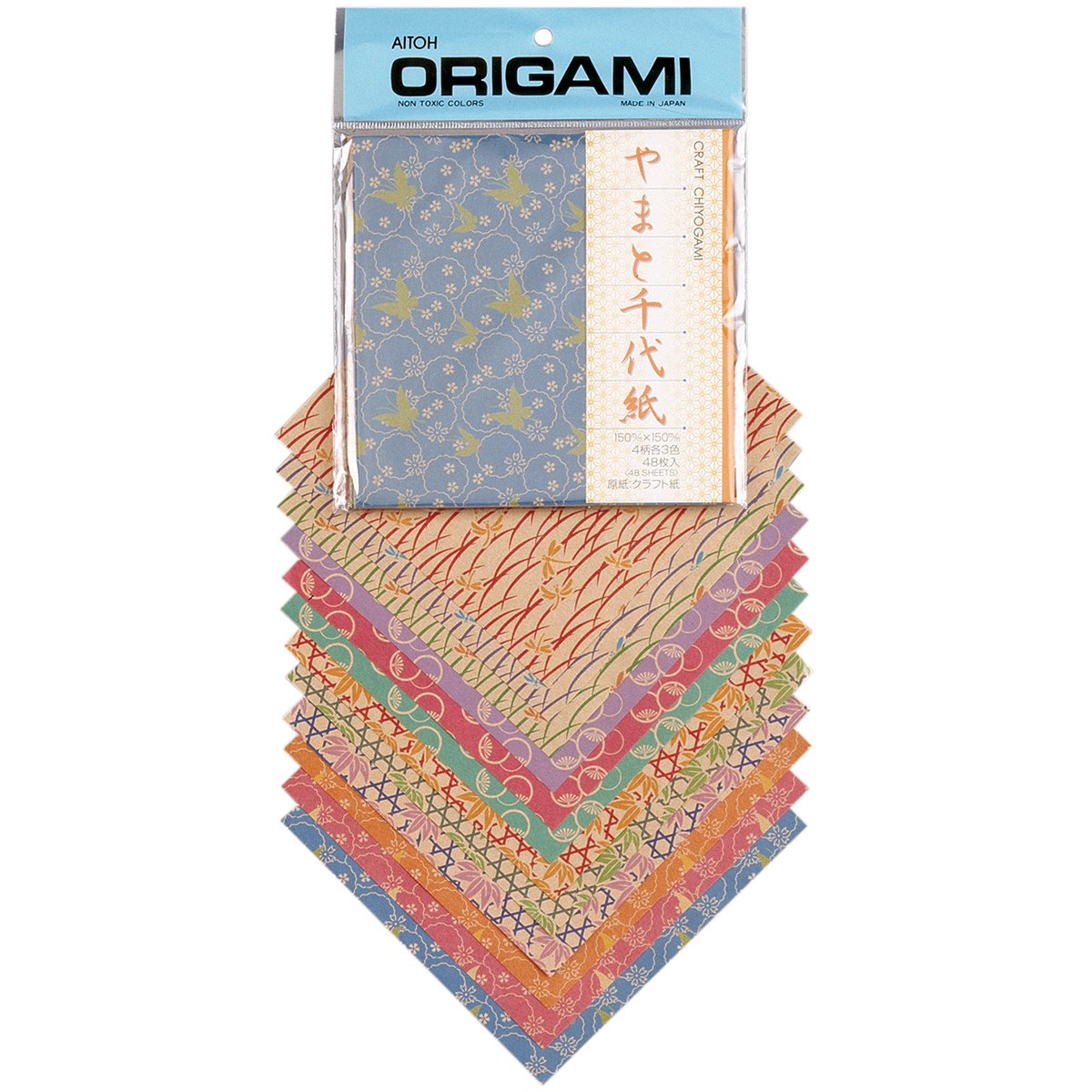 Aitoh Origami Paper 5.875-inch x 5.875-inch 48 Sheets-Craft Chiyogami