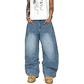 QGRSWBC Mens Wide Leg Jeans Super Baggy Pants Y2k Loose Fit Denim Jeans Skater Trousers Streetwear