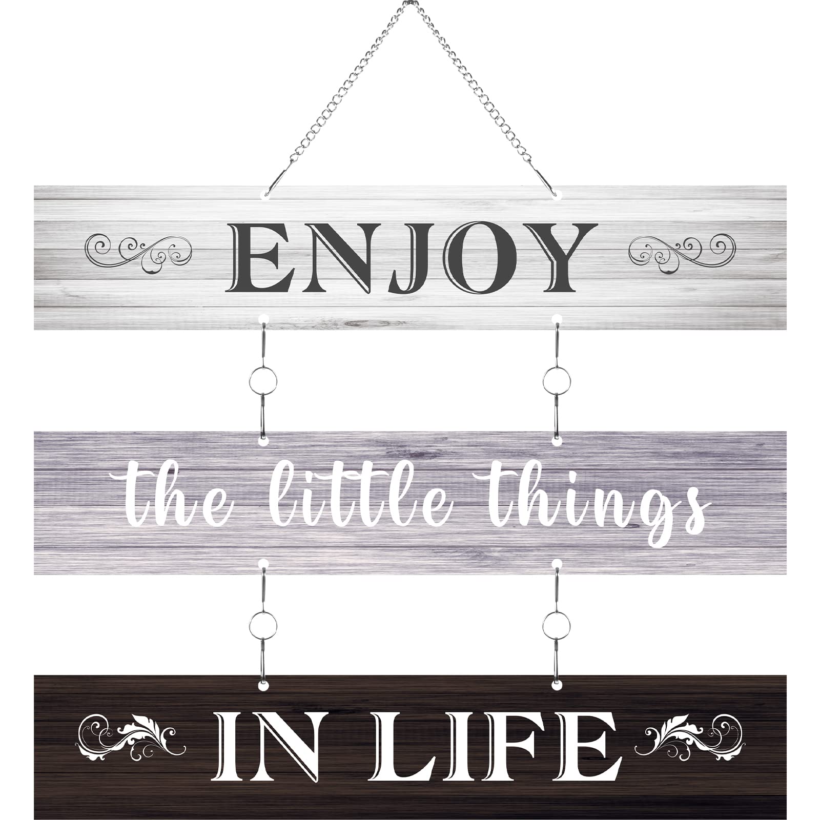 Hotop Enjoy The Little Things in Life Quote Wall Decor Rustic Metal Hanging Wall Plaque Farmhouse Wall Sign Metal Bathroom Wall Art Decoration for Kitchen Bathroom Living Room Outdoor(Popular Color)