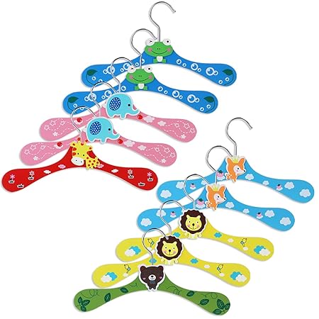 Foxnovo 10ST Baby Cartoon hölzerne Kleidung Hose Hook Kleiderbügel (Zufallsmuster)