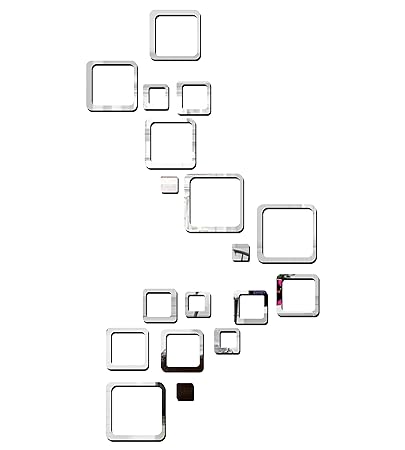 Bikri Kendra Square Silver Acrylic Mirror Wall Decor Stickers Set Of 3