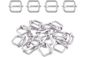 Swpeet 60Pcs 1/2 Inch - 13mm Sliver Metal Rings Metal Rectangle Adjuster Triglides Slides Buckle, Roller Pin Buckles Slider Strap Adjuster Keychains for Belt Bags DIY Accessories (Sliver, 1/2 Inch)