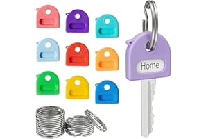 Shpucise 10 Pcs Key Covers Caps, Key Colour Caps Flexible, 1" Keys Identifiers with Labels, Soft Stretchy Keys Identifier Cov