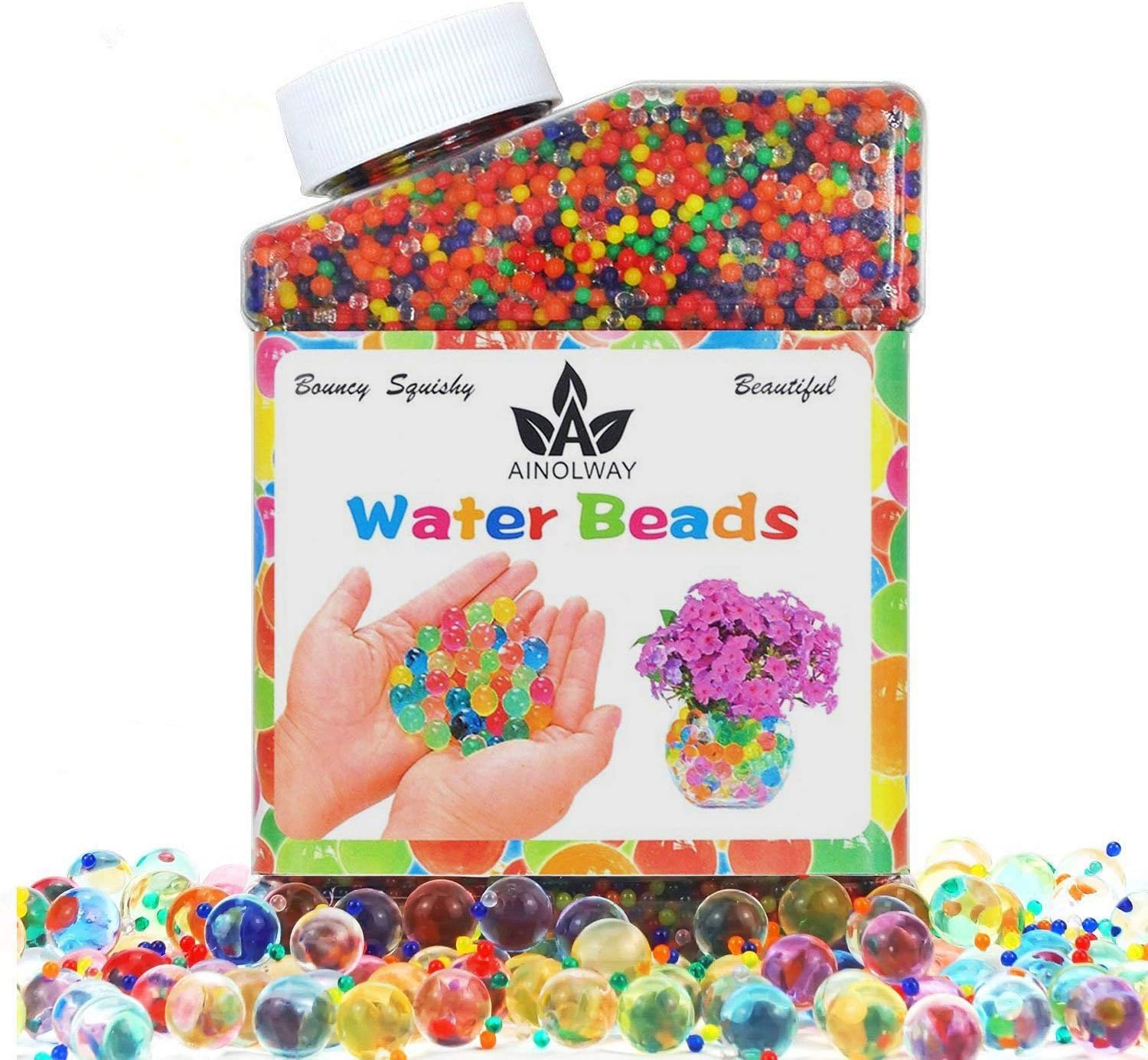 Vase Fillers - AINOLWAY Water Beads, Crystal Ball Growing Water Gel Beads for Kids Sensory Game Playing, refill, Vase Filler 9OZ (Over 40,000pcs)