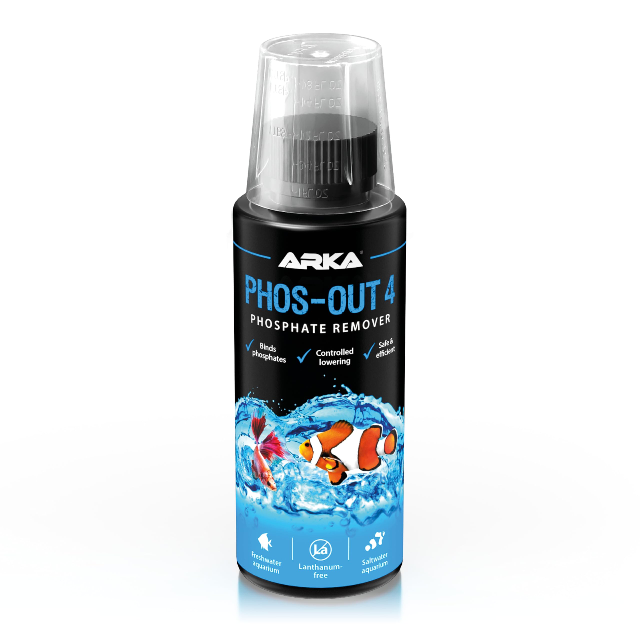 Phosphate Remover for Aquariums – ARKA Phos-Out 4 118 ml – liquid PO4 remover for freshwater & marine tanks – rapid action, lanthanum-free – prevents algae & stabilises water quality