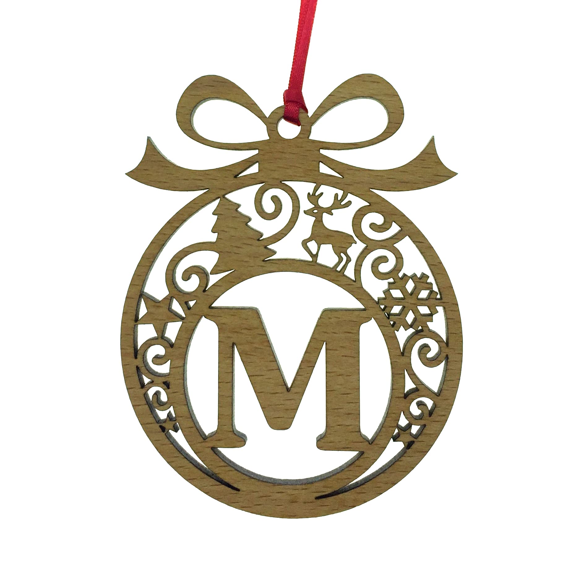 Personalised Christmas tree bauble decoration pendant ornament: Letter M — image 1