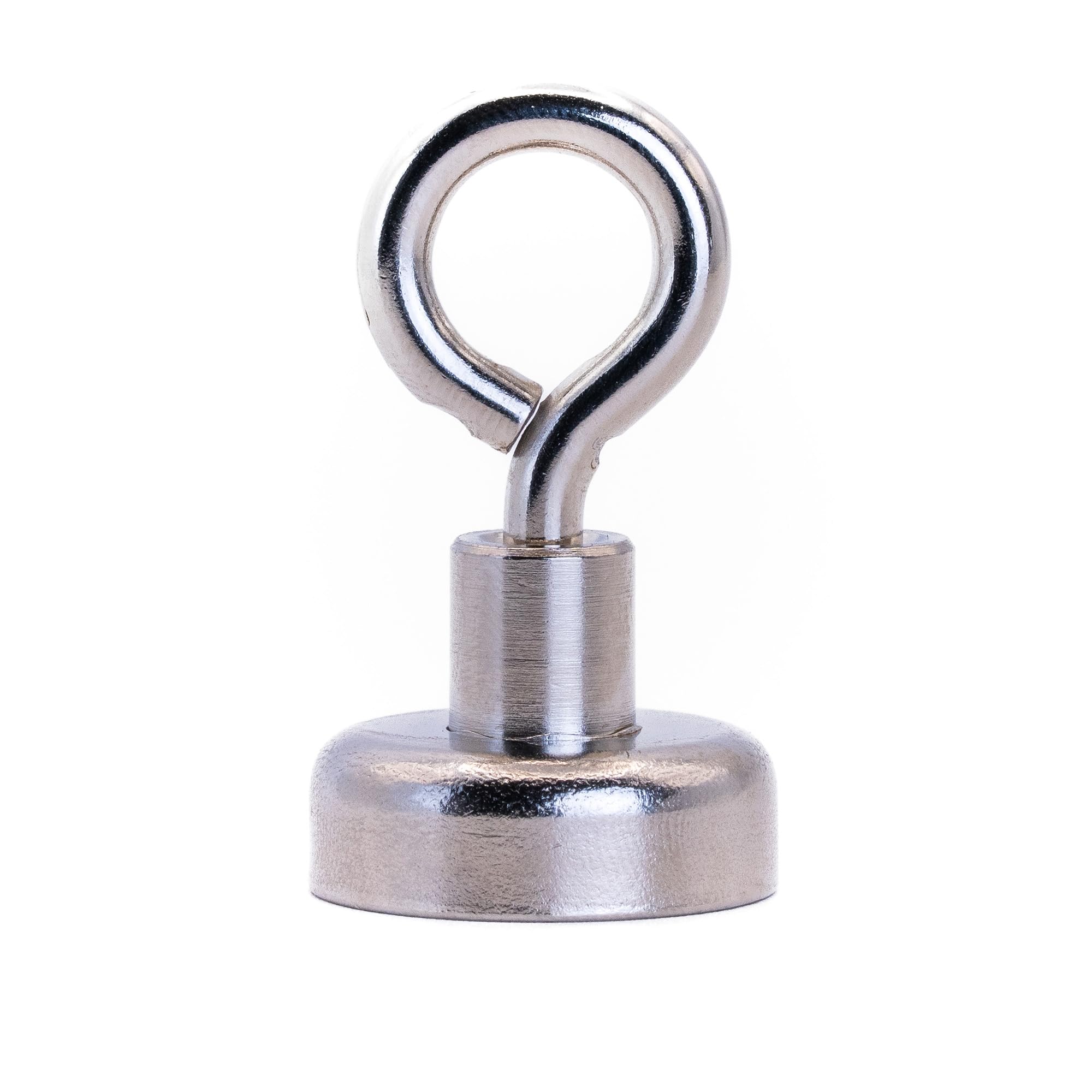 Neodymium Clamping Magnet with M4 Eyebolt for Hanging, Holding or Displaying Items - 20mm Diameter x 34mm High - 16.5kg Pull