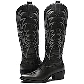 GLOBALWIN Women's The Western Cowboy Cowgirl Embroidered Knee High Boots