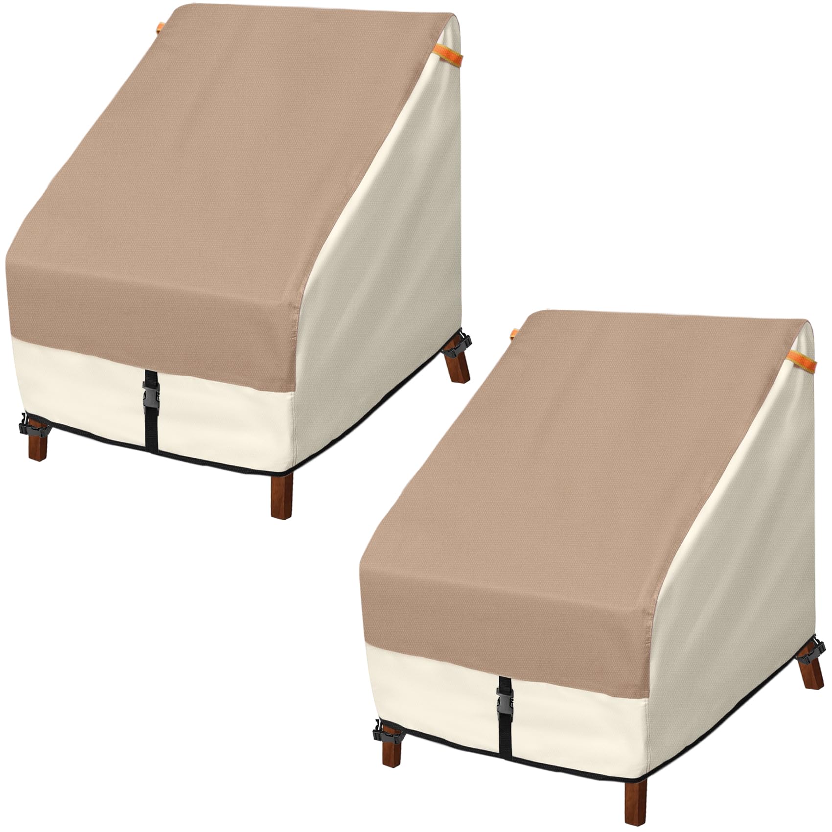 Photo 1 of Porch Shield Patio Chair Covers - Waterproof Outdoor Lounge Deep Seat Lawn Chair Cover 2 Pack - 28W x 30D x 28H inch, Light Tan & Khaki
