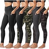 Sundwudu 5 Pack Leggings with Pockets for Women - Tummy Control High Waisted Soft Black Workout Yoga Pants