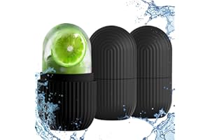 Senbaler 3pcs Ice Cube Roller for Face,Eye,Silicone,Reusable Facial Massager Ice Mold,Brighten Skin Enhancing Natural Glow,De-Puff Eye Bags,Reduce Migraine Pain (Black)