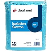 Dealmed Blue Isolation Gown – Disposable Medical Gowns, Latex-Free, Perfect for Hospitals, Medical Facilities, and Physicians’ Offices (Pack of 10)