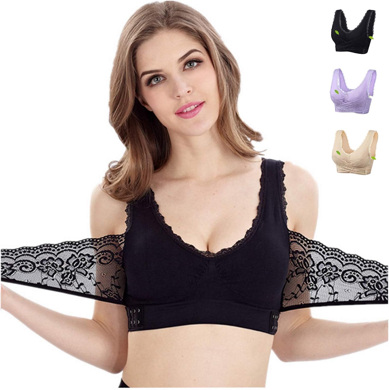 Sport BH Damen Ohne Bügel - Nahtloser Push Up BH Große Größen Mit Polstern