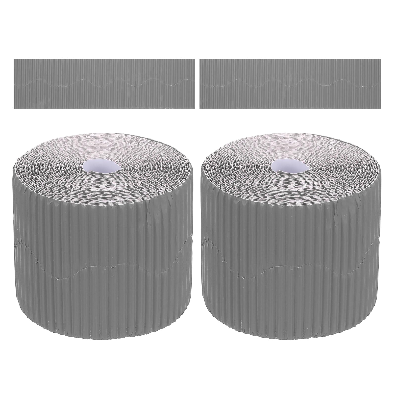 PATIKIL 3.9inch x 78.7ft Bulletin Board Border, Scalloped Trim Paper Corrugated Decorate Border for Locker Classroom Decor Black White Cork Poster Boards, Grey (1mm)