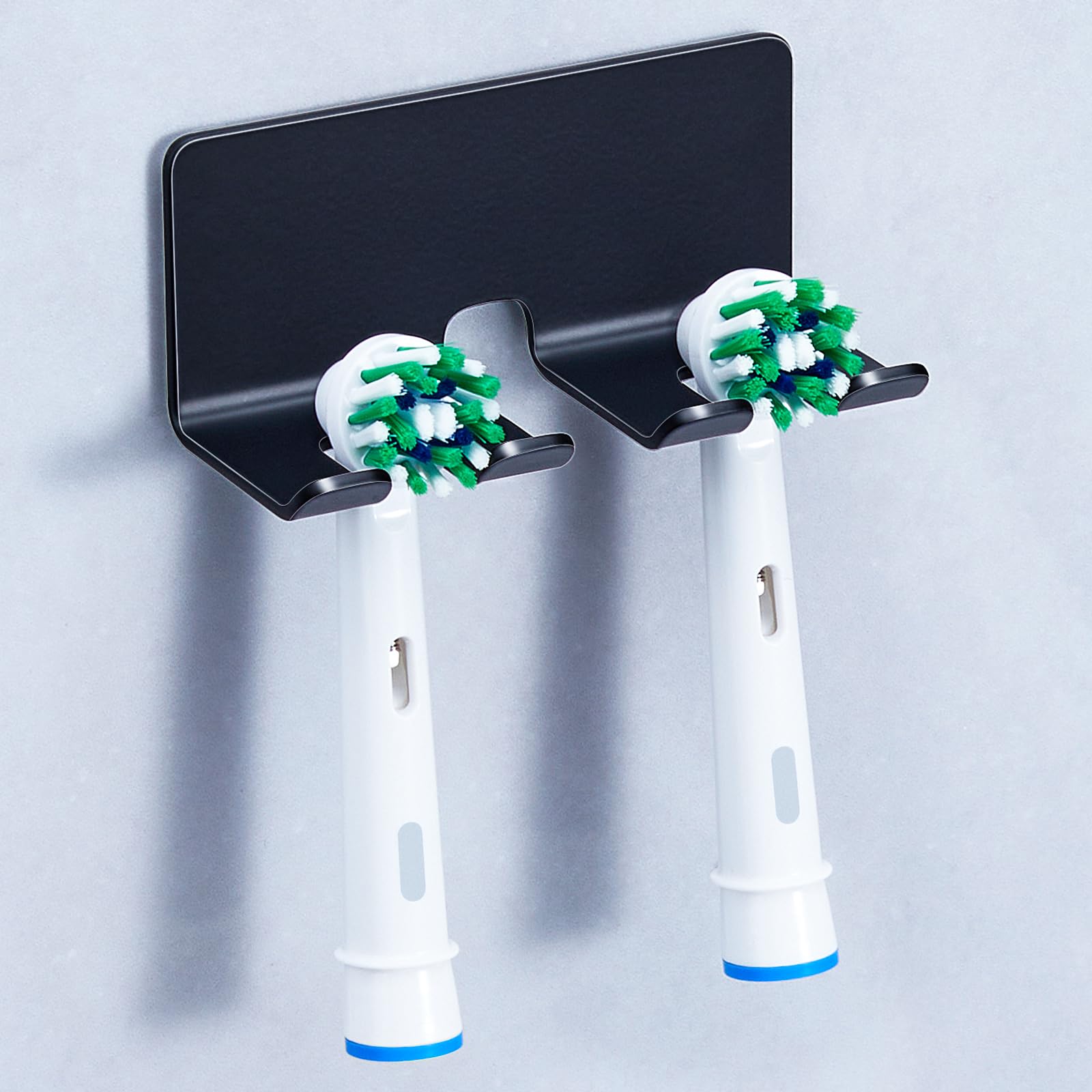 YAYINLI Toothbrush Holder Wall Mounted - Electric Tooth Brush Holder for Bathroom, Self Adhesive Non Screw Toothbrush Head Holder, Metal Toothbrush Holders Organiser(Black, Small)