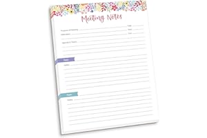 bloom daily planners 8.5" x 11" Double Sided Meeting Pad - Topics, Takeaways, Action Items & Follow-Ups - Undated Meeting Notes Agenda Organizer
