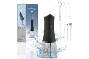FIXR Water Flosser - Cordless Portable Oral Irrigator with 2000mAh Battery, 4 Nozzle Types, 4 Cleaning Modes, 265ml Water Tank, IPX7 Waterproof