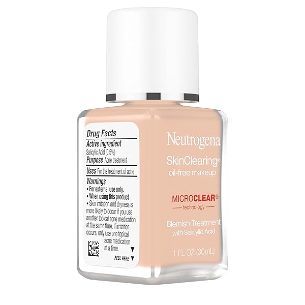 NEUTROGENA SKINCLEARING OIL-FREE ACNE AND BLEMISH FIGHTING LIQUID FOUNDATION WITH.5% SALICYLIC ACID ACNE MEDICINE, SHINE CONTROLLING MAKEUP FOR ACNE PRONE SKIN, 30 BUFF, 1 FL. OZ
