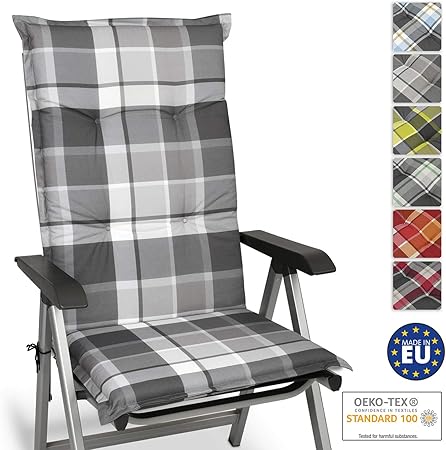 Beautissu Sunny Gk Hochlehner Auflage Fur Gartenstuhl 120x50 Cm In Grau Kariert Bequemes Sitzkissen Polsterauflage Uv Lichtecht Weitere Designs Erhaltlich Amazon De Kuche Haushalt