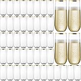 eventpartener 48 Pack Plastic Stemless Champagne Flutes, Disposable Unbreakable 9 Oz Toasting Glasses With Gold rim, Fancy & Shatterproof Champagne Glasses, Ideal for Wedding, Birthday, Party, Easter