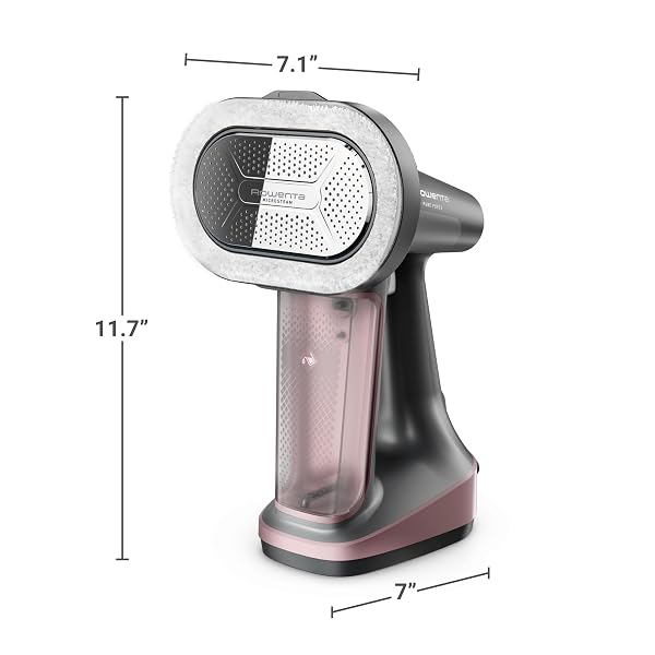 ROWENTA IRON STEAMER FOR CLOTHES, 3IN1 HAND HELD STEAMERS, CLOTHING STEAMER, IRONING, LINT REMOVER, 7.1 OZ TANK, 1875 WATTS, AUTO-OFF, BLACK & PINK, DR8865
