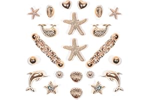 22Pcs Bling Shoe Charms Gold Dolphin Starfish Whale Ocean Shoe Accessories Bling Gold Shoe Chain for Women Luxury Jewelry Clo