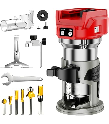 Cordless Router Tool For Milwaukee 18V Batteries – 800W Brushless, 6-Speed, 15 Bits, Aluminum Base