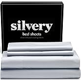 Silvery Silver Infused Bed Sheets Set - Award-Winning Self-Cooling Fabric with Self-Cleaning Silvery Technology™ That Stays Fresh 3X Longer for Hygienic Sleep (Gray, Queen)