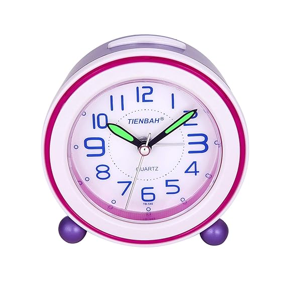 Analoger Wecker, Mini Nicht Tickendes Bett Reise Silent Wecker mit Lautem Alarm, Nachtlicht, Snooze, Batteriebetriebene Wecku