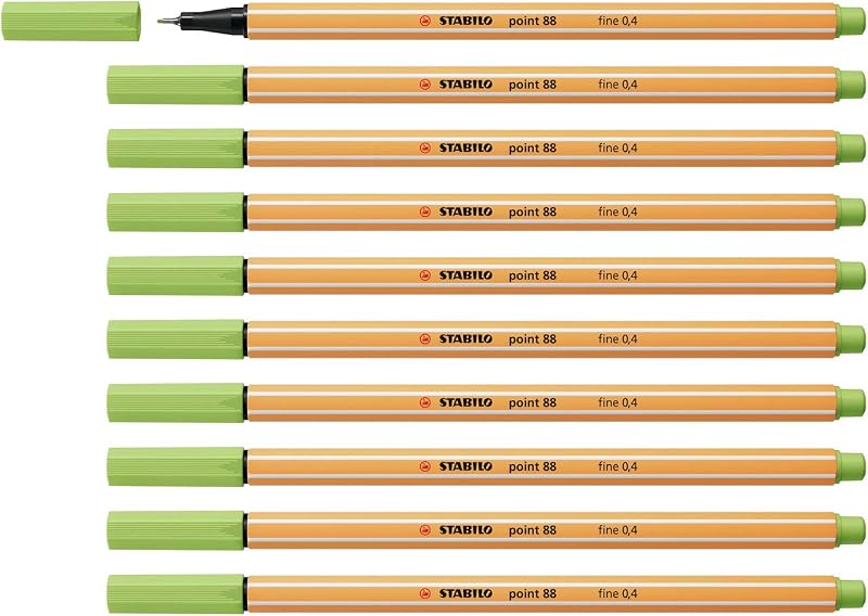 Stabilo point 88 Fineliner Pack of 10 Pistachio - 0.4 mm, Hexagonal
