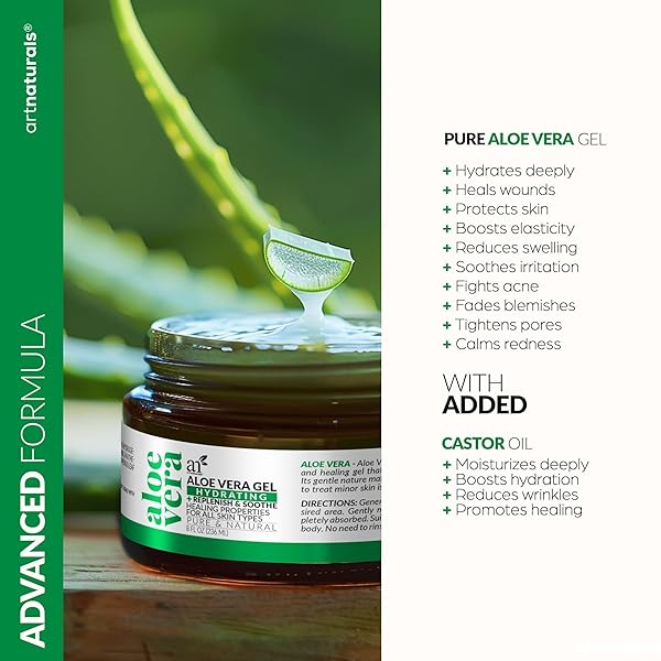 ARTNATURALS ALOE VERA GEL SET – JUMBO 20OZ (99% PURE ORGANIC) – SUNBURN RELIEF & HYDRATION FOR FACE, BODY, SCALP & HAIR – CALMING MOISTURIZER AFTER SUN EXPOSURE – FRESHLY HARVESTED WITHIN 12 HOURS