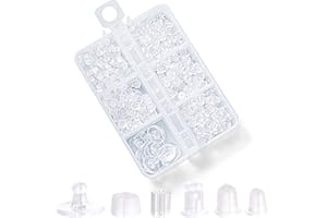 Nkwuire 6 Styles Silicone Earring Backs for Studs, 600 Pcs Clear Soft Earring Backings Hypoallergenic Plastic Rubber Earring 