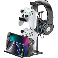 KDD Headphone Stand, Game Controller Holder & Headset Holder for Desk, Earphone Stand with Aluminum Supporting Bar, Universal