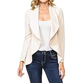 MINEFREE Women's Long Sleeve Classic Draped Open Front Lightweight Blazer(S-3XL)