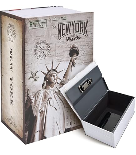 Dictionary Book Safe - Hidden Security Lock Box For Cash & Jewelry (Black, Medium)