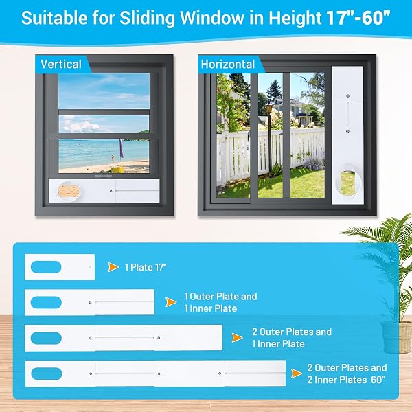 MRRIHAND PORTABLE AC VENT KIT WITH 5.1” EXHAUST HOSE & COUPLER, UPGRADED SEAMLESS AIR CONDITIONER VENT KIT, ADJUSTABLE WINDOW SEAL FOR SLIDING VERTICAL & HORIZONTAL WINDOWS