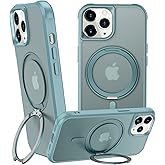 ZHOGTNEG 360° Magnetic Swivel Ring for iPhone 12 pro max case, Built-in Metal Stand and Ring Holder, Magsafe Compatible, Military Grade Protection, Shock and Vibration Resistant-Lake Blue