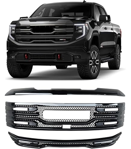 Gloss Black Front Bumper Upper Grille For Chevy Silverado 1500 2016-2018 Replacement