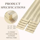 GOO GOO Tape In Hair Extensions 16in 25g 10pcs 17/22/60 Ash Blonde Ombre view 3