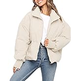 MEROKEETY Women's Winter Puffer Jacket Long Sleeve Short Warm Quilted Baggy Coats 2025 Outerwear