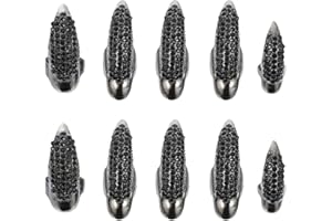 Beaupretty 10pcs Finger Nail Claw Crystal Full Finger Ring Vintage Fake Nails Ring Gothic Finger Decoration for Halloween Costume Cosplay Favors Gifts