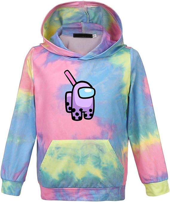 918coshiert Kids' Among Us Hoodie Tie-Dye Friends Game Sweatshirt