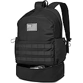 seyfocnia Gym Backpack for Men,Military Tactical Backpack Travel Bag with Shoe Compartment Lightweight Sports Gym Bag Casual Daypack-Black
