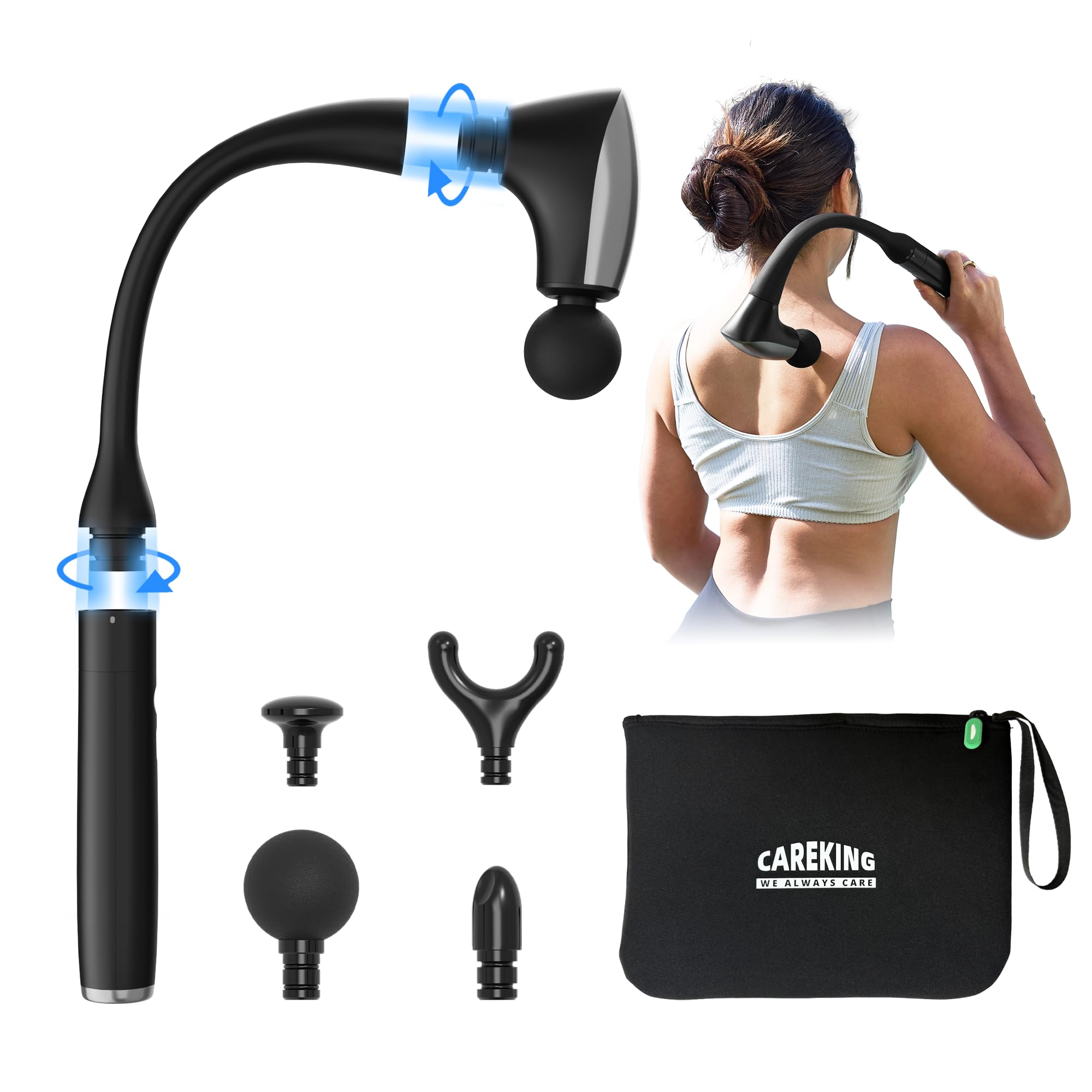 Photo 1 of CAREKING 2-in-1 Detachable Muscle Massage Gun Deep Tissue with 20'' Extension Handle, Back and Neck Massager for Pain Relief, Handheld Massager for Shoulder Lower Back Leg Waist, FSA-HSA Eligible