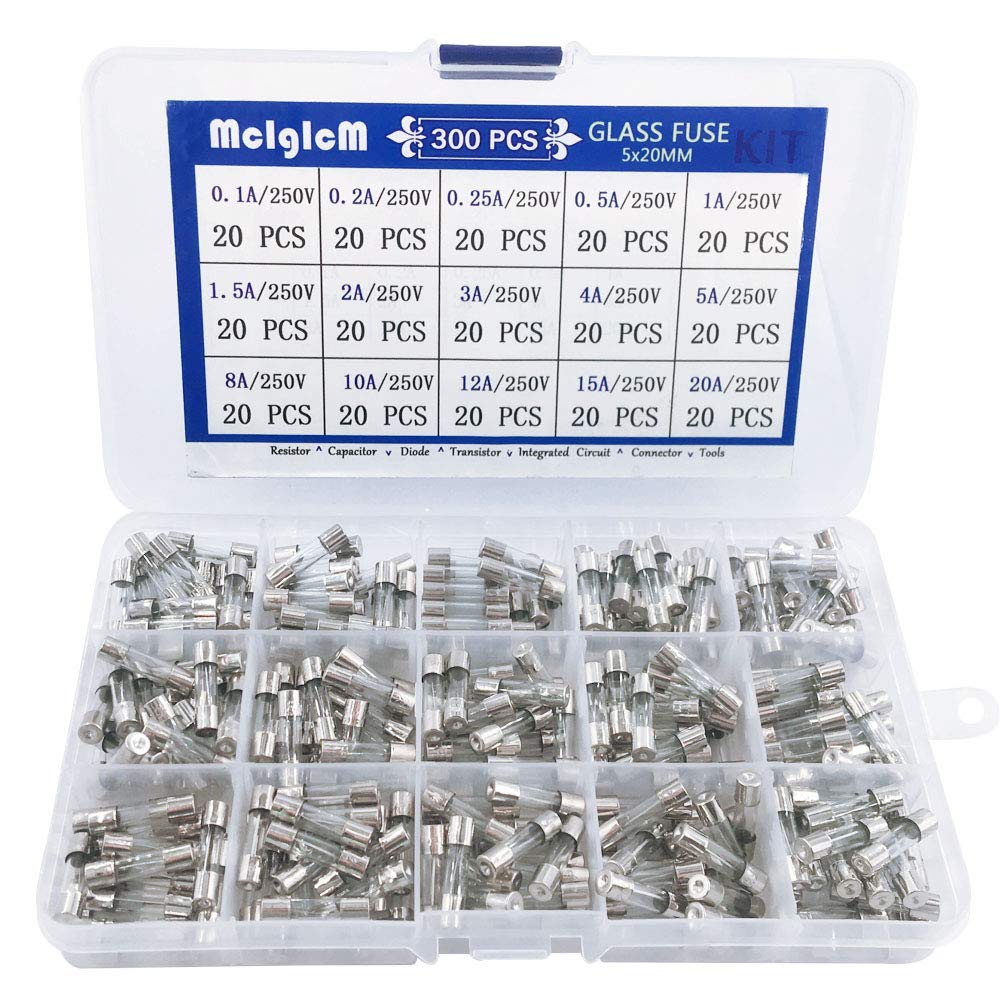 300 Pcs 15 Values 5 x 20mm Fast-Blow Glass Fuse