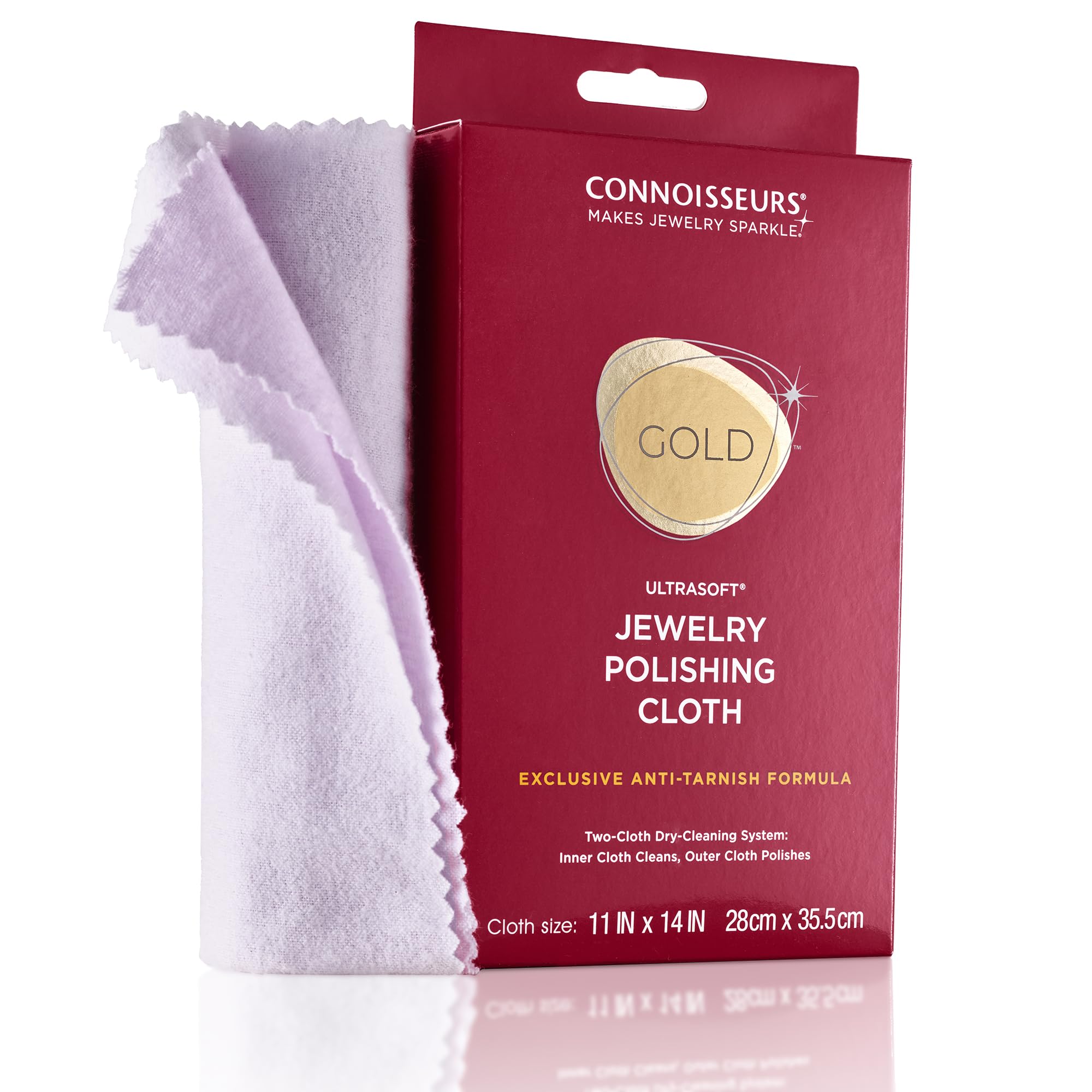 CONNOISSEURS Premium Edition Extra Large Ultrasoft Polishing Cloth with Anti-Tarnish, Value Size 11x14 inches, for Gold Jewelry, 11"X14", Flannel
