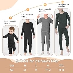 Zando Girls Thermal Underwear Set for Kids 2T-3T